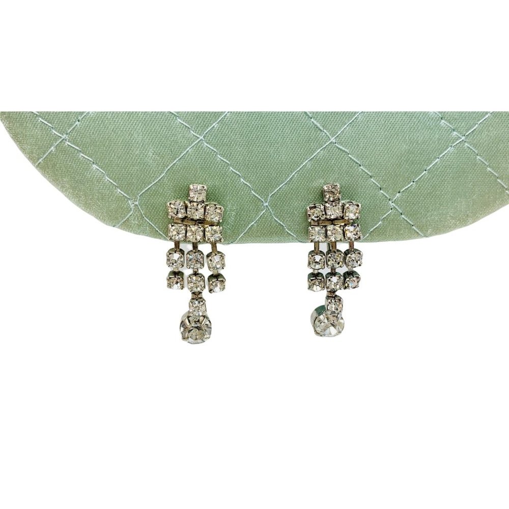 Vintage 1950s Dangly Earrings Silver Evening Screw Backs